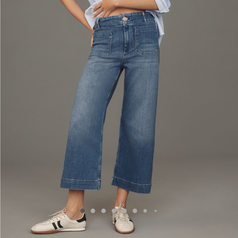 Maeve By Anthropologie, the Colette Denim Cropped Wide Leg Jeans